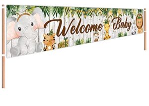 chxsm 9.8 x 1.6 ft welcome baby jungle safari yard banner shower party decoration wild animal sign backdrop supplies