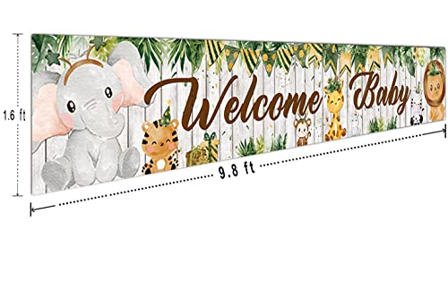 CHXSM 9.8 x 1.6 ft Welcome Baby Jungle Safari Yard Banner Shower Party Decoration Wild Animal Sign Backdrop Supplies