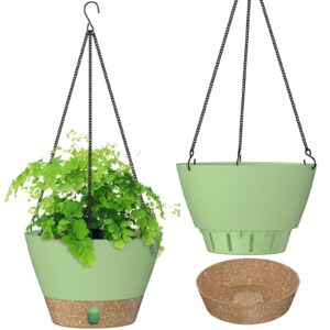 zmtech hanging planters for indoor plants set of 2 self watering hanging pots hanging baskets hanging flower pots for outdoor hanging plants(10 inch, gray)