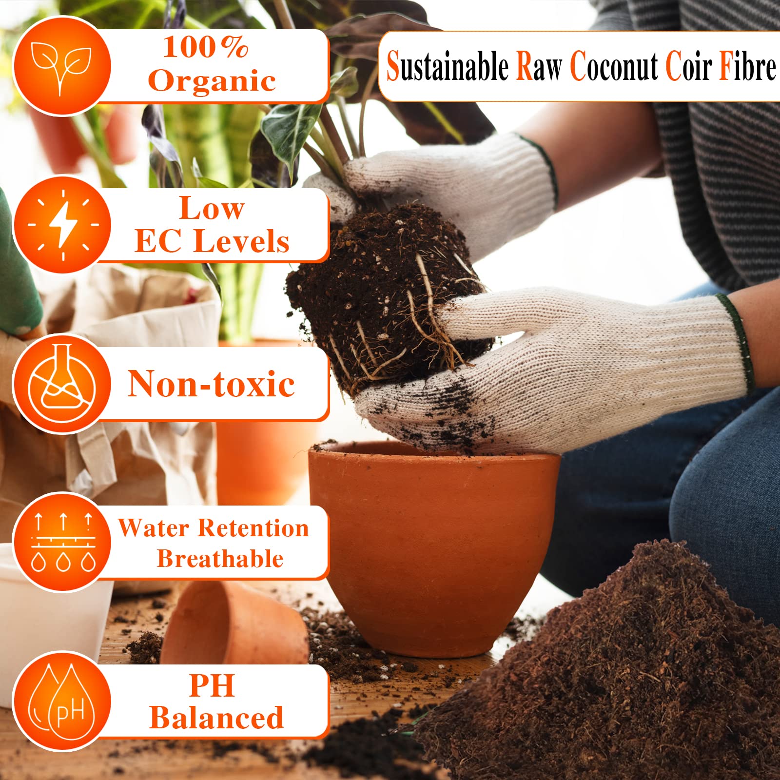 Legigo 8 Pack Premium Coco Coir Brick for Plants- 100% Organic Compressed Coconut Coir Bricks Starting Mix, Coco Coir Fiber Coconut Husk for Planting, Gardening, Potting Soil Substrate, Herbs