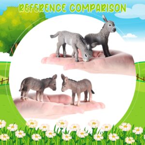 9 Pcs Donkey Figurine Miniature Toy Donkey Small Plastic Animal Figurine Party Favors Realistic Farm Toys Simulated Model Little Preschool Toy Figure Playset Cake Topper for Collection Birthday Gifts