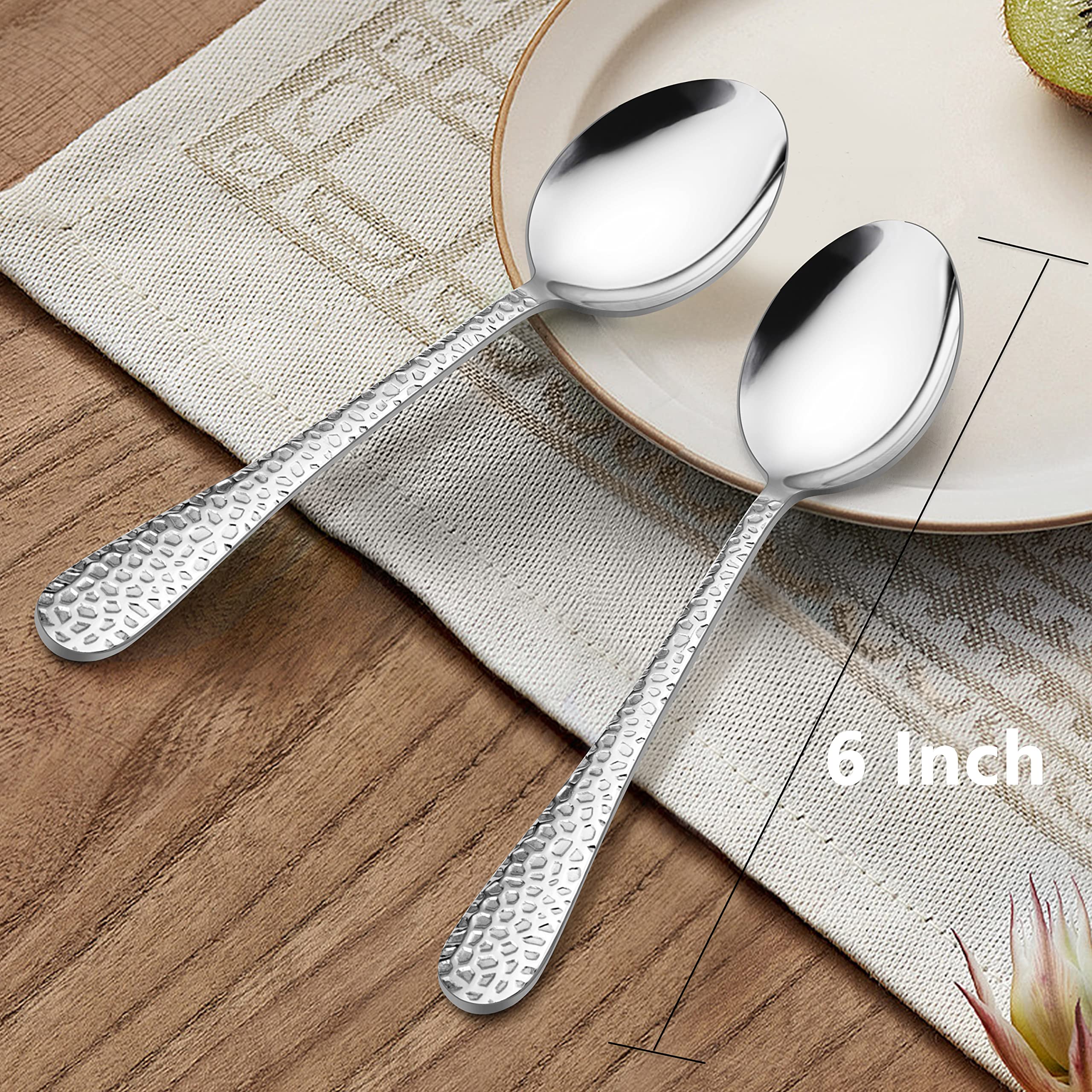 LIANYU 6 Pieces Children Stainless Steel Spoon, Cute Kids Toddler Spoons, Children Silverware Flatware Set, Kids Children Cutlery Set, Small Kid Utensil for Self Feeding