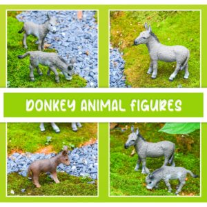 9 Pcs Donkey Figurine Miniature Toy Donkey Small Plastic Animal Figurine Party Favors Realistic Farm Toys Simulated Model Little Preschool Toy Figure Playset Cake Topper for Collection Birthday Gifts