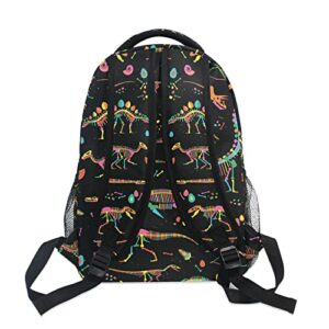 QUGRL Skeletons Dinosaurs Fossils School Backpack for Girls Boys Childish Cartoon Large Bookbag Laptop Computer Bag Casual Hiking Travel Daypack Backpack Schoolbag for Teens College 16 Inch