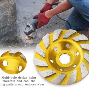 4 Inch Concrete Grinding Wheel, 6Pcs Concrete Turbo Diamond Grinding Cup Wheels for Concrete Granite Marble Masonry Stone, 12 Segs Heavy Duty Angle Grinder Wheels