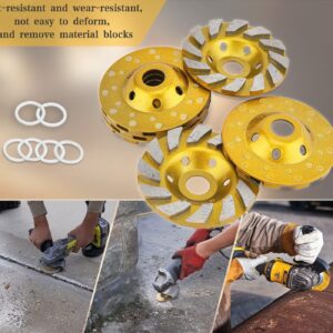 4 Inch Concrete Grinding Wheel, 6Pcs Concrete Turbo Diamond Grinding Cup Wheels for Concrete Granite Marble Masonry Stone, 12 Segs Heavy Duty Angle Grinder Wheels