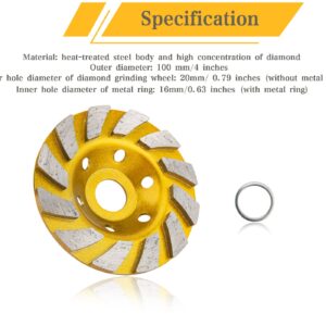 4 Inch Concrete Grinding Wheel, 6Pcs Concrete Turbo Diamond Grinding Cup Wheels for Concrete Granite Marble Masonry Stone, 12 Segs Heavy Duty Angle Grinder Wheels