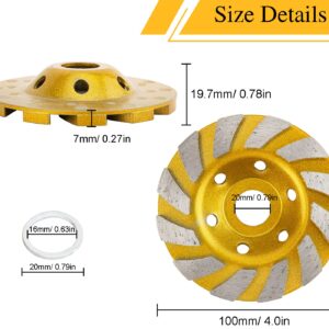 4 Inch Concrete Grinding Wheel, 6Pcs Concrete Turbo Diamond Grinding Cup Wheels for Concrete Granite Marble Masonry Stone, 12 Segs Heavy Duty Angle Grinder Wheels