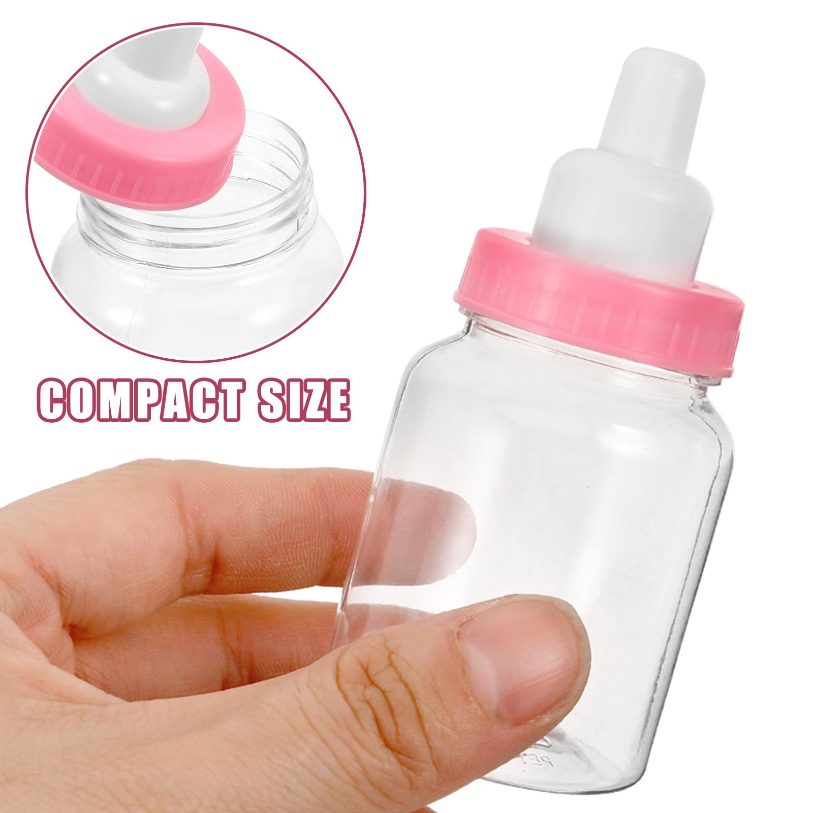 FOMIYES 12pcs Baby Bottles Mini Plastic Milk Bottle Adorable Baby Party Favors for Baby Shower Parties Games Decoration Pink