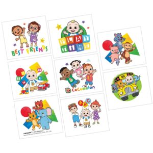 cocomelon magic tattoos - 2" x 1.75" | easy to use temporary tattoos, ideal party favor for birthday bashes, themed celebrations & more - pack of 8