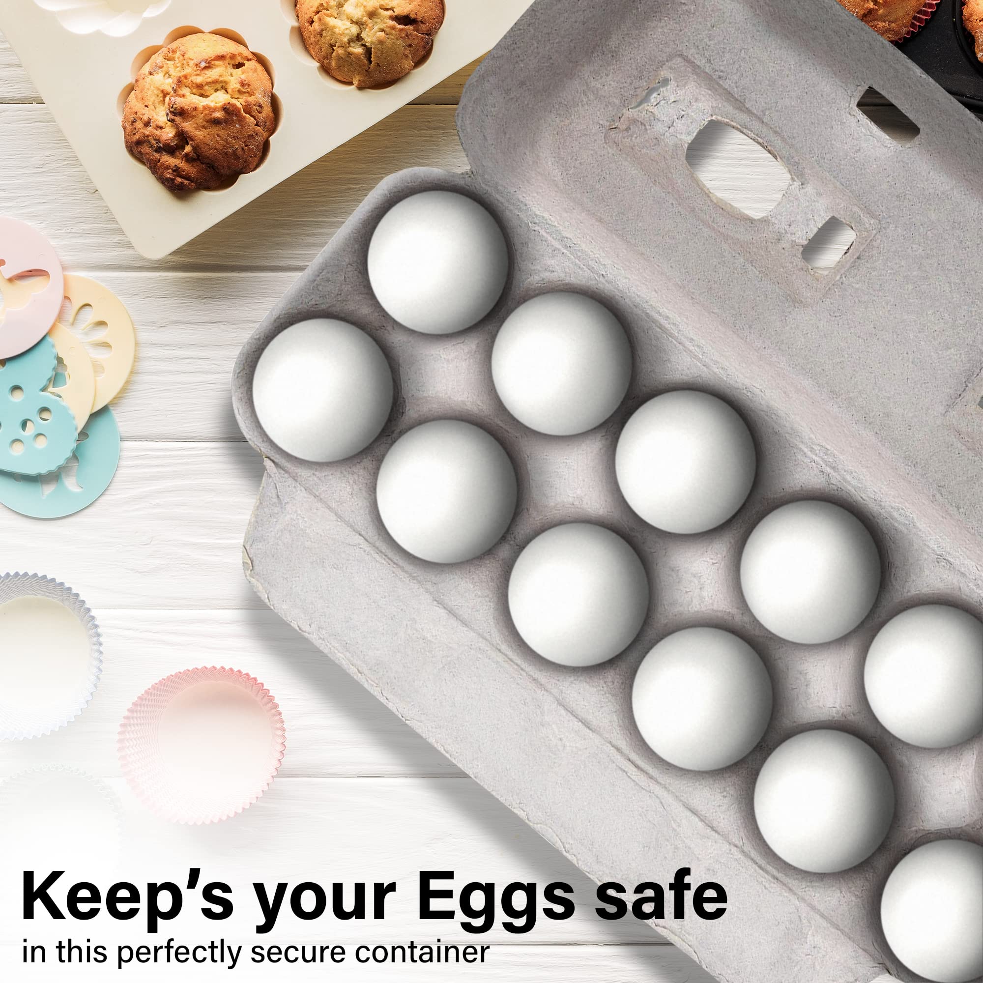 MT Products Blank Natural Pulp Egg Cartons Holds Up Twelve Eggs - 1 Dozen (25 Pieces) and Plastic Deviled Egg Trays With Clear Lid For Six Egg Halves (Set of 12)