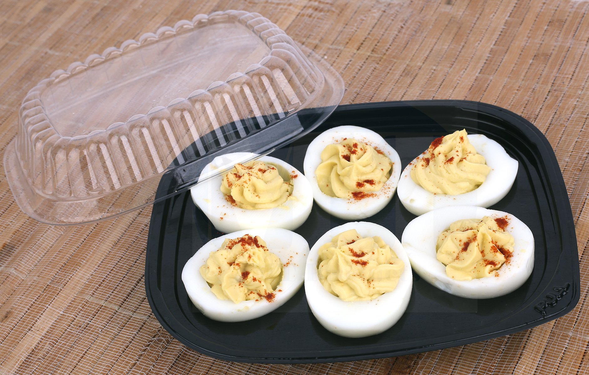 MT Products Blank Natural Pulp Egg Cartons Holds Up Twelve Eggs - 1 Dozen (25 Pieces) and Plastic Deviled Egg Trays With Clear Lid For Six Egg Halves (Set of 12)