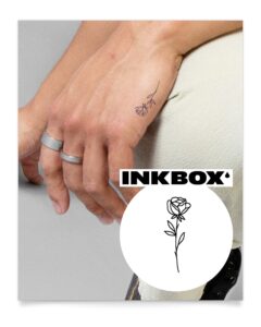 inkbox rose temporary tattoo, realistic long lasting semi-permanent tattoo, authentic tattoos for women and men with easy application - lasts 5-10 days, moiety, 2x2