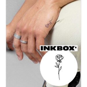 Inkbox Rose Temporary Tattoo, Realistic Long Lasting Semi-Permanent Tattoo, Authentic Tattoos For Women and Men with Easy Application - Lasts 5-10 Days, Moiety, 2x2