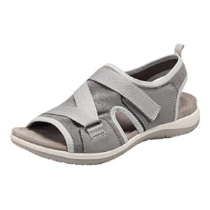 earth origins women’s saco sandals for casual, walking and everyday - grey multi - 9