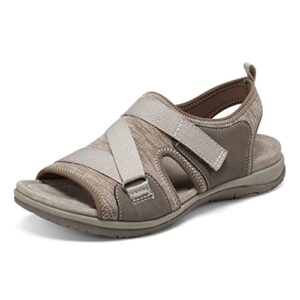 earth origins women’s saco sandals for casual, walking and everyday - brown multi - 6 wide