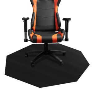 desku - octagon gaming chair mat, computer and office chair mat for carpet, black, 46 inches x 49.5 inches