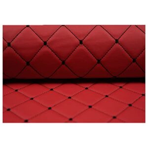 Ashtray-Hu Waterproof Quilted Vinyl Faux Leather Fabric Diamond Pattern Foam Backed for Cars Seat Cover, Furniture Upholstery, Headboards, Crafts 143cm 56'' Wide(Size:2m,Color:red)