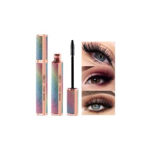 zitiany 4d silk fiber lash black mascara - waterproof smudge-proof natural curling lengthening and thickening - starry sky mascara, gift for women
