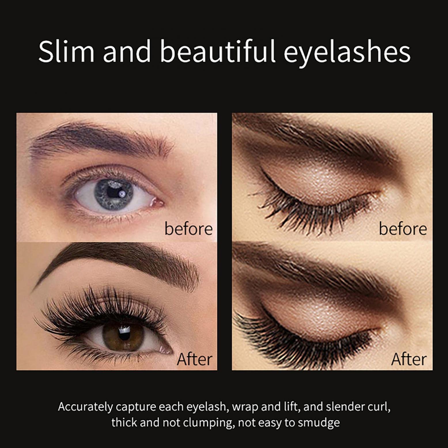 ZITIANY 4D Silk Fiber Lash Black Mascara - Waterproof Smudge-Proof Natural Curling Lengthening and Thickening - Starry Sky Mascara, Gift for Women