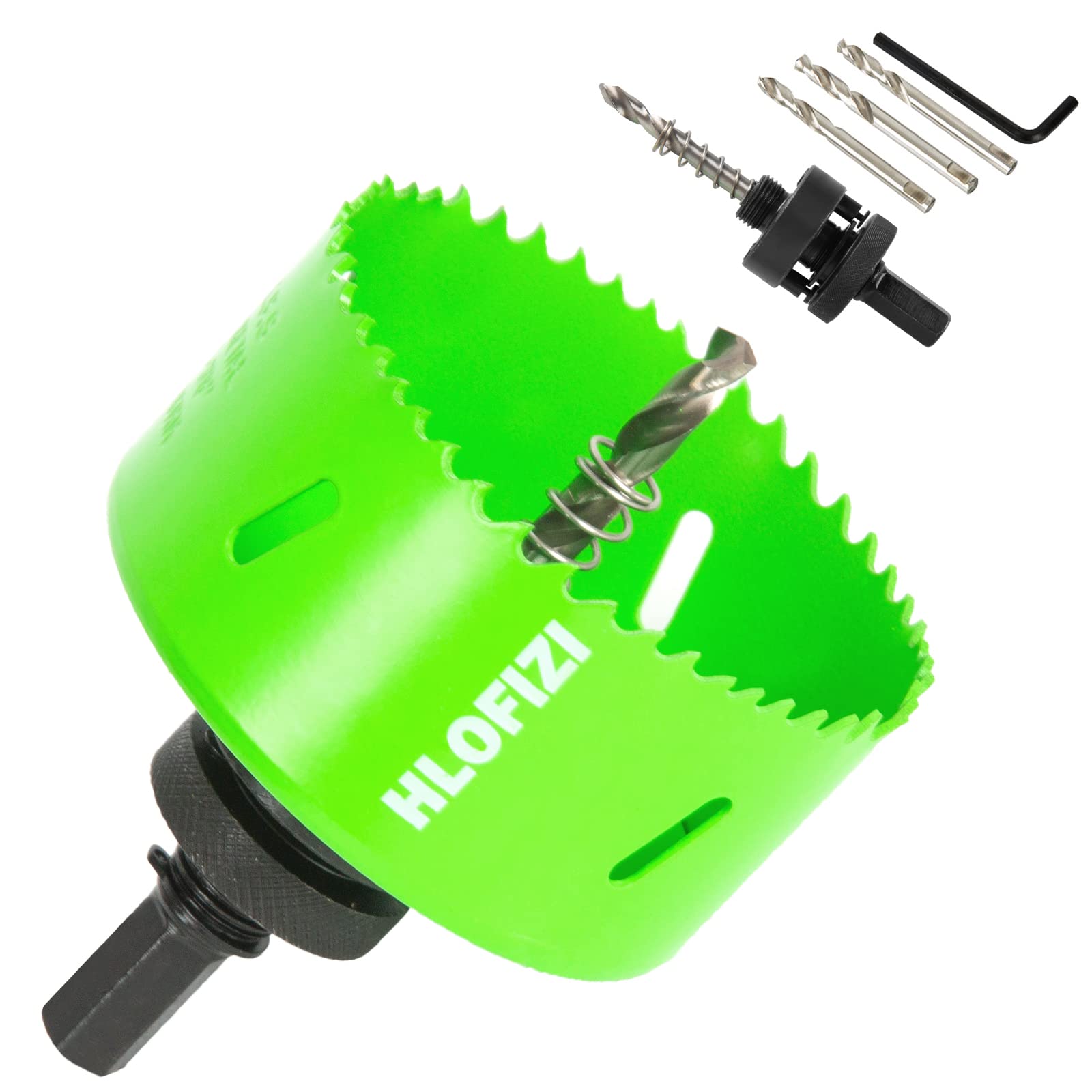 HLOFIZI 3-3/8 Inch Hole Saw Bi-Metal for Wood Metal Plastic with Arbor, Green