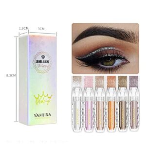 JUNRUO Liquid Glitter Eyeshadow, Metallic Shimmer Waterproof Long Lasting Quick-Drying Sparkling Cosmetic Glitter Liquid Eye Shadow for Women&girls, Makeup Glitter for Eyes (CRYSTAL LAMP)