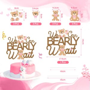 Pink Teddy Bear Baby Shower Theme Party Supplies, We Can Bearly Wait Banner Cake Topper Ballons for Girls Baby Bday, Weclome Baby, Bear Theme Baby Shower, Gender Reveal Party Decorations