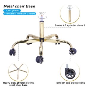 Frassie 28 Inch Office Chair Metal Base Replacement Heavy Duty Computer Chair Base Part with 5 Casters 1 Gas Lift Cylinder