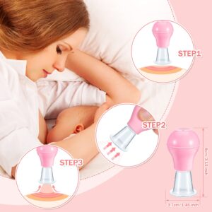 BBTO 8 Pieces Nipple Suction Cups Nipple Corrector Sucker Nipple Pullers Aspirator Women Nipple Flat Inverted for Breastfeeding Silicone with Case (Blue, Pink,1 Inch)