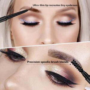 3 Pcs Waterproof Eyebrow Pencil Dark Brown, Premium Eye Brow Pencil Brn with Spoolie Brush, Longwearing for Perfect Brows, Professional, Precision, Defines, Universal Benefit Eyebrow Pencil, O'CHEAL