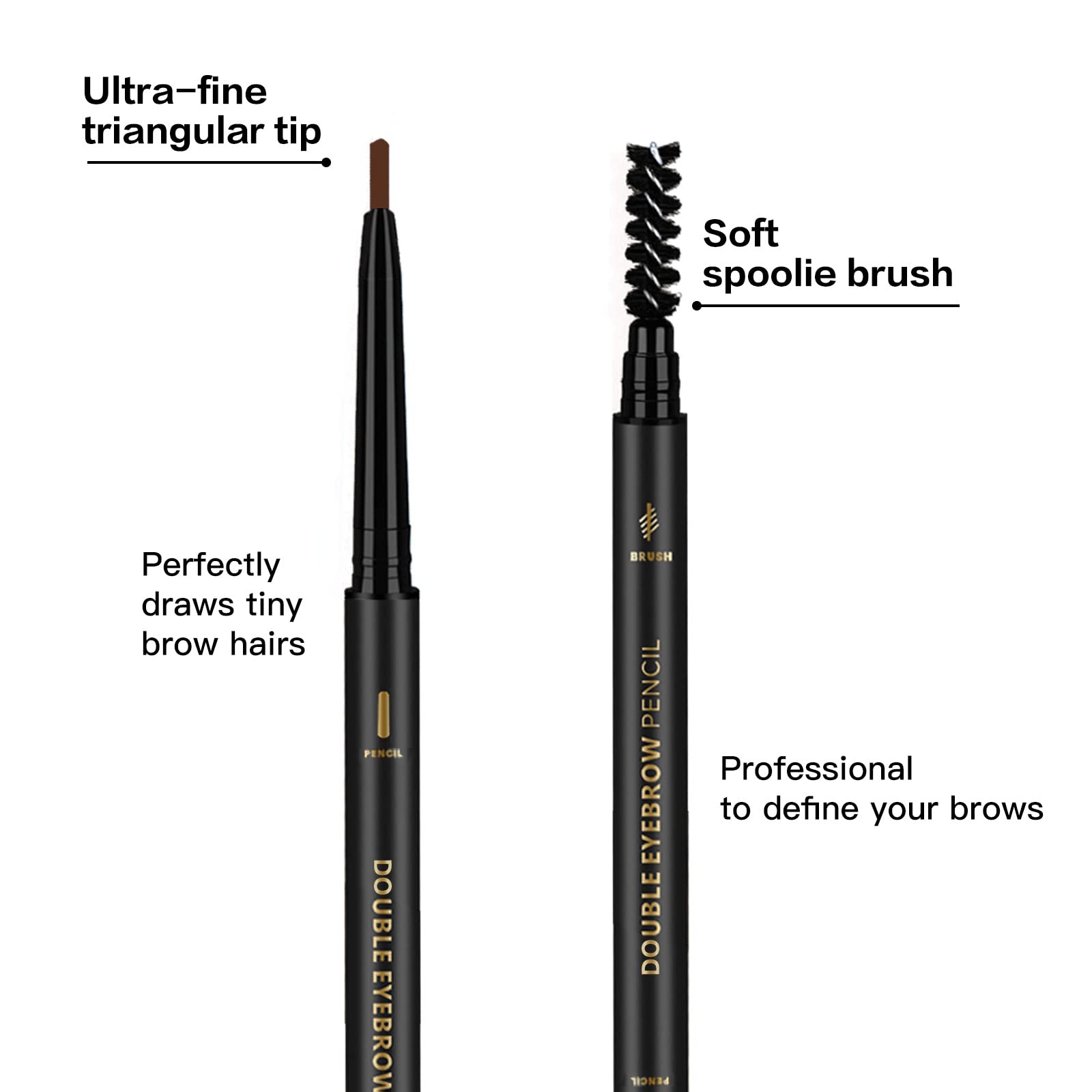 3 Pcs Waterproof Eyebrow Pencil Dark Brown, Premium Eye Brow Pencil Brn with Spoolie Brush, Longwearing for Perfect Brows, Professional, Precision, Defines, Universal Benefit Eyebrow Pencil, O'CHEAL