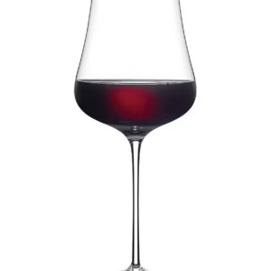 LUNA & MANTHA Modren Red Wine Glasses- Hand Blown Full Bottle Crystal White and Red Wine Glasses, Thin Rim & Long Stem, Perfect for Cabernet, Pinot Noir, Burgundy, Bordeaux- 18 Oz, Clear