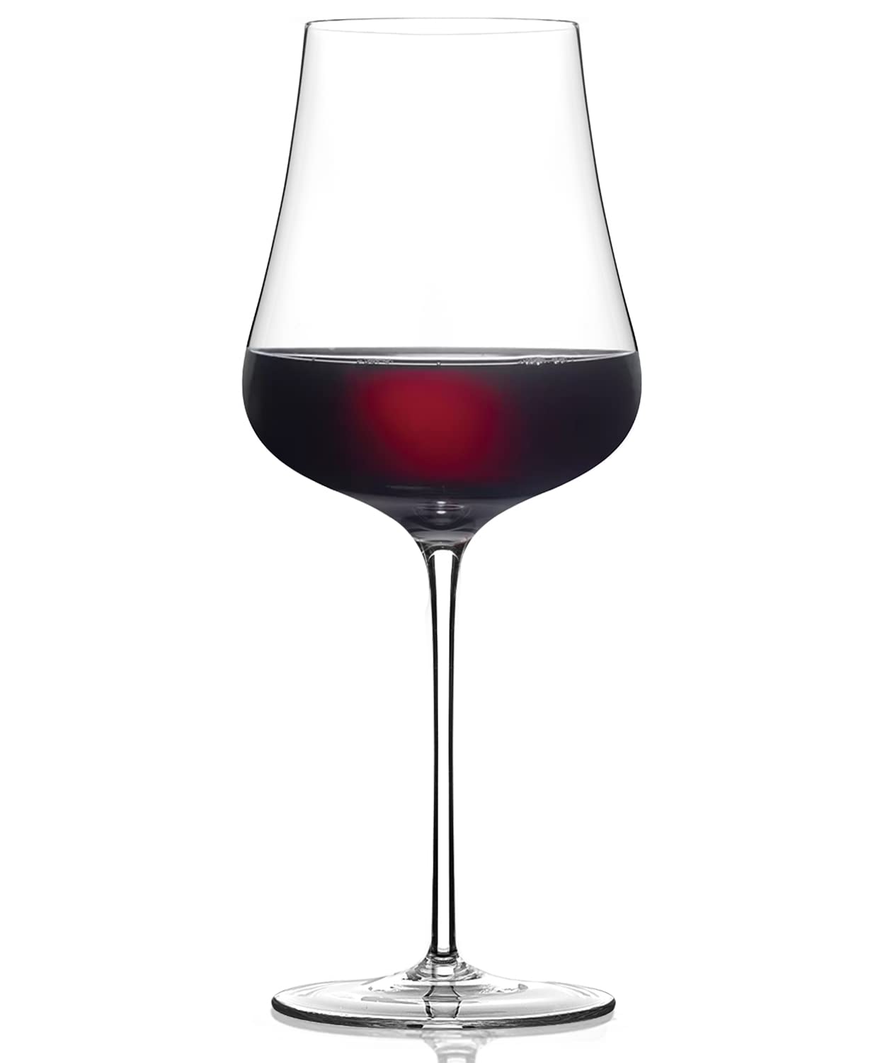 LUNA & MANTHA Modren Red Wine Glasses- Hand Blown Full Bottle Crystal White and Red Wine Glasses, Thin Rim & Long Stem, Perfect for Cabernet, Pinot Noir, Burgundy, Bordeaux- 18 Oz, Clear