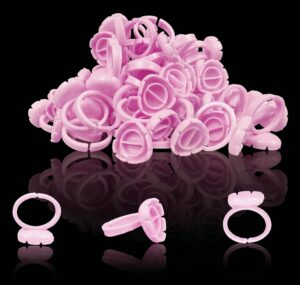 kb essentials 200pcs glue rings for eyelash extensions - lash extension ring holder cup professional tech supplies – adjustable, disposable & flower nail art, tattoo makeup