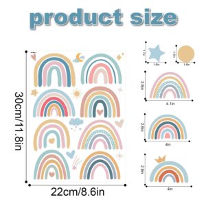 76 PCS Small Boho Rainbow Star Dots Athestic Wall Sticker for Boys Girls Nursery Room Bedroom playroom Study Room Living Room Dance Room