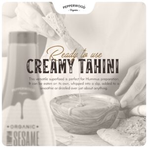 Organic Ethiopian Sesame Tahini - Squeezable Creamy & Ready Tahini Paste 12.3 Ounce (2-Pack) - Hulled, Unsalted, Non-GMO, Gluten-Free, Peanut-Free, by Pepperwood Organics