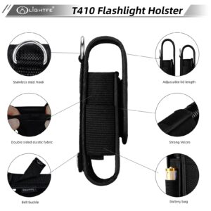 Flashlight Holster T410 Tactical Flashlight Holster Suitable for flashlights with a Length of 3.9 "-4.3" or a Diameter of 25mm, to a Length of 110 mm. Adjustable Thick and Durable Flashlight Pouch…