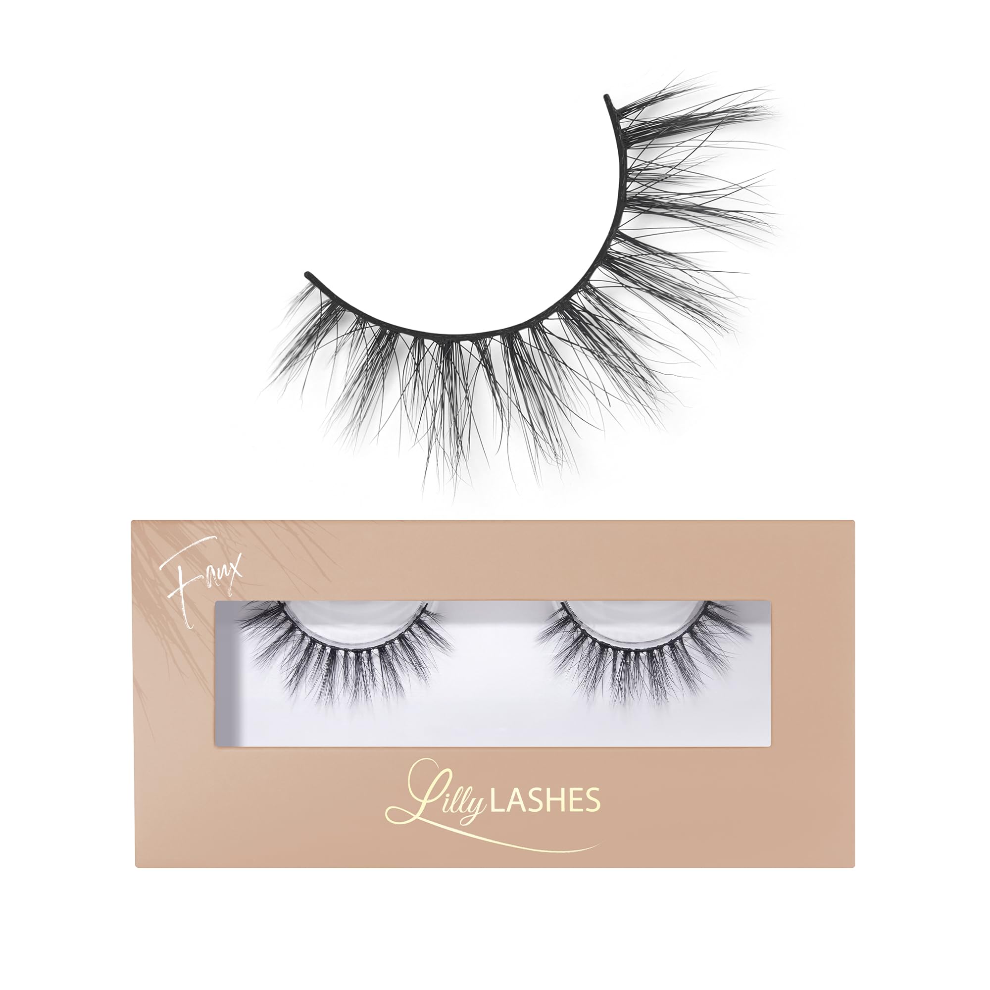 Lilly Lashes Everyday Stripped Down Faux Mink Lashes False Eyelashes Natural Look Faux Wispy Lashes Mink Fake Eyelashes To Be Worn With Eye Glasses Natural Lashes 13 mm Reusable Up to 20 Times