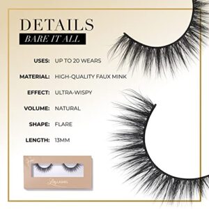 Lilly Lashes Everyday Bare It All Faux Mink Lashes False Eyelashes Natural Look Faux Cat Eye Lashes Mink Fake Eyelashes To Be Worn With Eye Glasses Natural lashes 13 mm Reusable Up to 20 Times