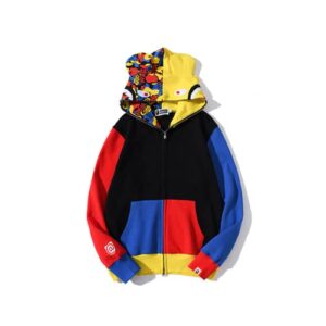 exxe&oyyo men's shark jaw camo hoodie ape full zip jacket up 3d color printed hip hop sweatshirt (multicolor33,large,large)