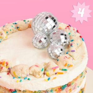 xo, fetti disco ball cake topper - 4 pieces | birthday supplies, bday cake decoration, last disco bachelorette party