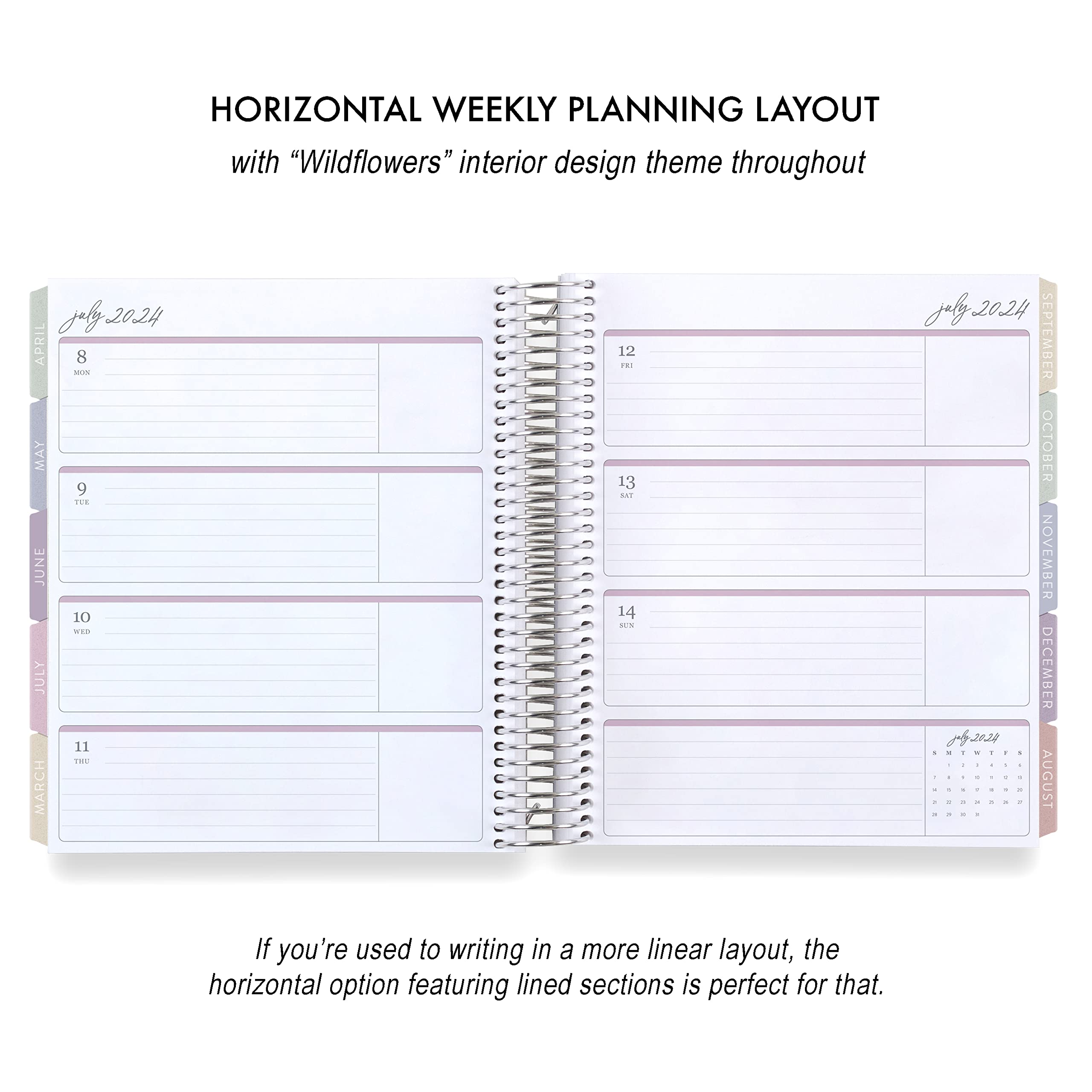 7" x 9" Platinum Spiral Coiled Life Planner (July 2023 - June 2024) - Colorblends Classic Cover + Inspire Interior Pages. Hourly Weekly & Monthly Agenda by Erin Condren