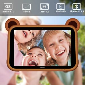 Azeyou Toddler Tablet 8 inch Android Tablet for Kids, 5 Layer Eye Protection Screen, 2GB RAM & 32GB Storage, 2MP Camera, 4000mAh Battery, Educational APPs, Parental Control, K20 WiFi Tablet Bear