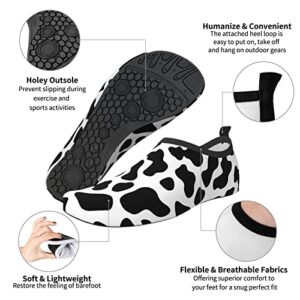 Cow Print Black and White Mans Woman's Water Shoes Quick Dry Aqua Socks for Beach Surfing Swim Pool