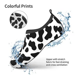 Cow Print Black and White Mans Woman's Water Shoes Quick Dry Aqua Socks for Beach Surfing Swim Pool