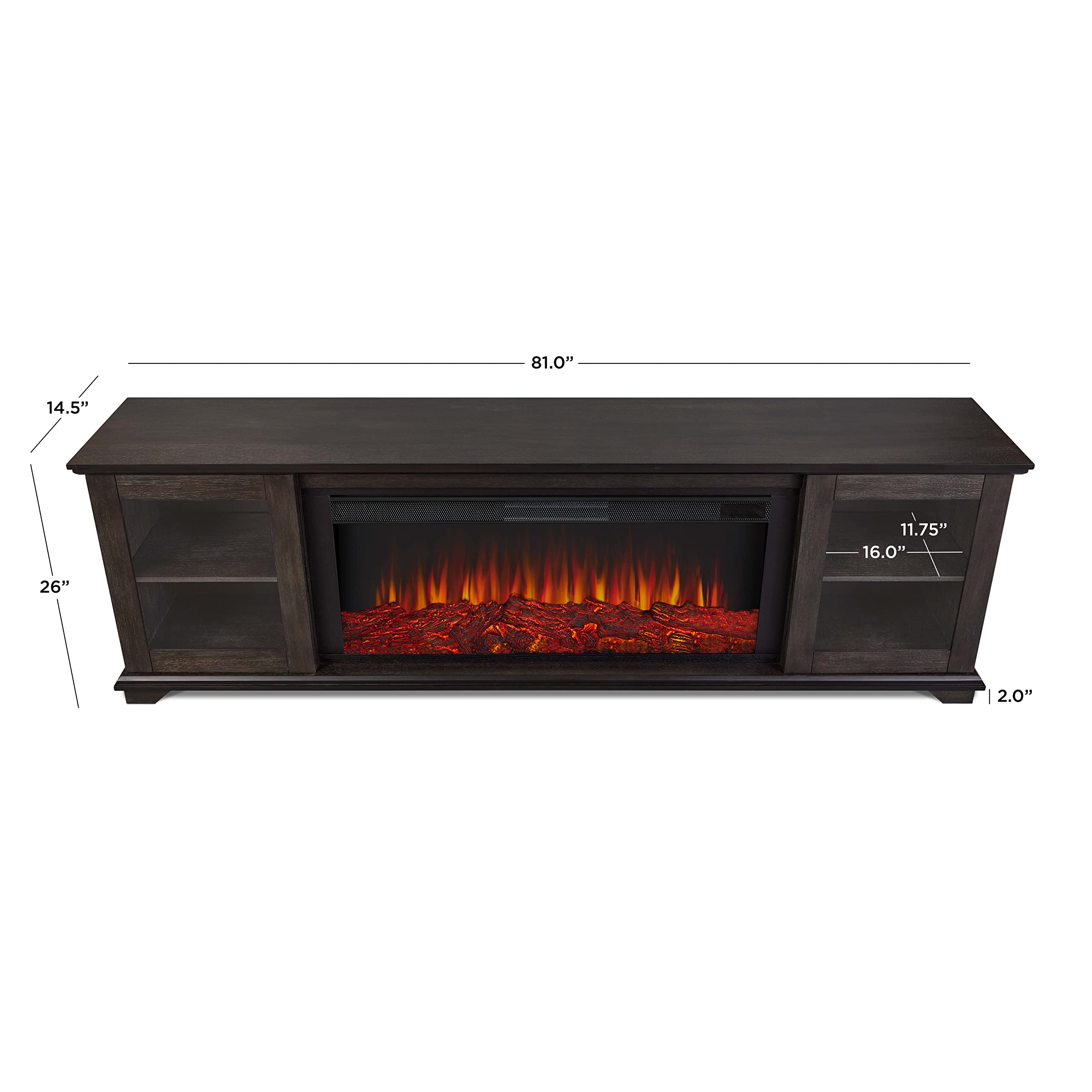 Benjamin Landscape Media Electric Fireplace in Weathered Wood by Real Flame