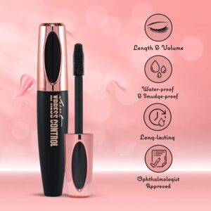 Secret Xpress Control 4D Silk Fiber Lash Mascara, Lengthening and Thick, Long Lasting, Waterproof & Smudge-Proof, All Day Exquisitely Full, Long, Thick, Smudge-Proof Eyelashes (2 Pack)