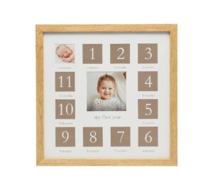 kate & milo i love you to the moon and back first year frame, baby registry, baby shower, wood, gray
