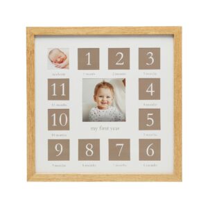 Kate & Milo I Love You to The Moon and Back First Year Frame, Baby Registry, Baby Shower, Wood, Gray