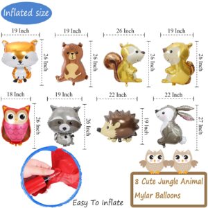 8 PCS Woodland Animal Balloons Forest Animals Foil Mylar Balloon for Woodland Themed Baby Shower,Birthday Party Decorations